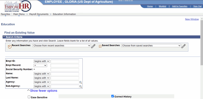 Education Page - Find an Existing Value